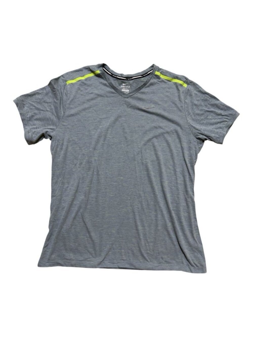 Nike Men’s Dri-FIT Running Shirt XL Gray V-Neck Short Sleeve Athletic